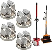 Vista 11 de MUTUACTOR Soporte magnético para escoba resistente, soporte magnético de 12 libras para escoba y trapeador con pinzas de utilidad, 2 soportes