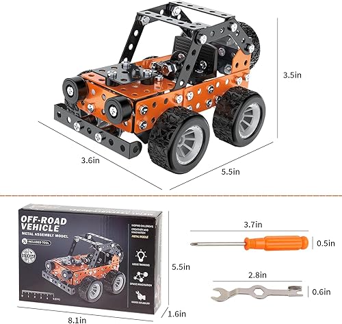 Miniatura 6 de Jixin Xyzhi Juego de erectores de metal para ensamblar juguetes STEM Metal JeepOff-Road, juguete educativo de ingeniería para interacción entre