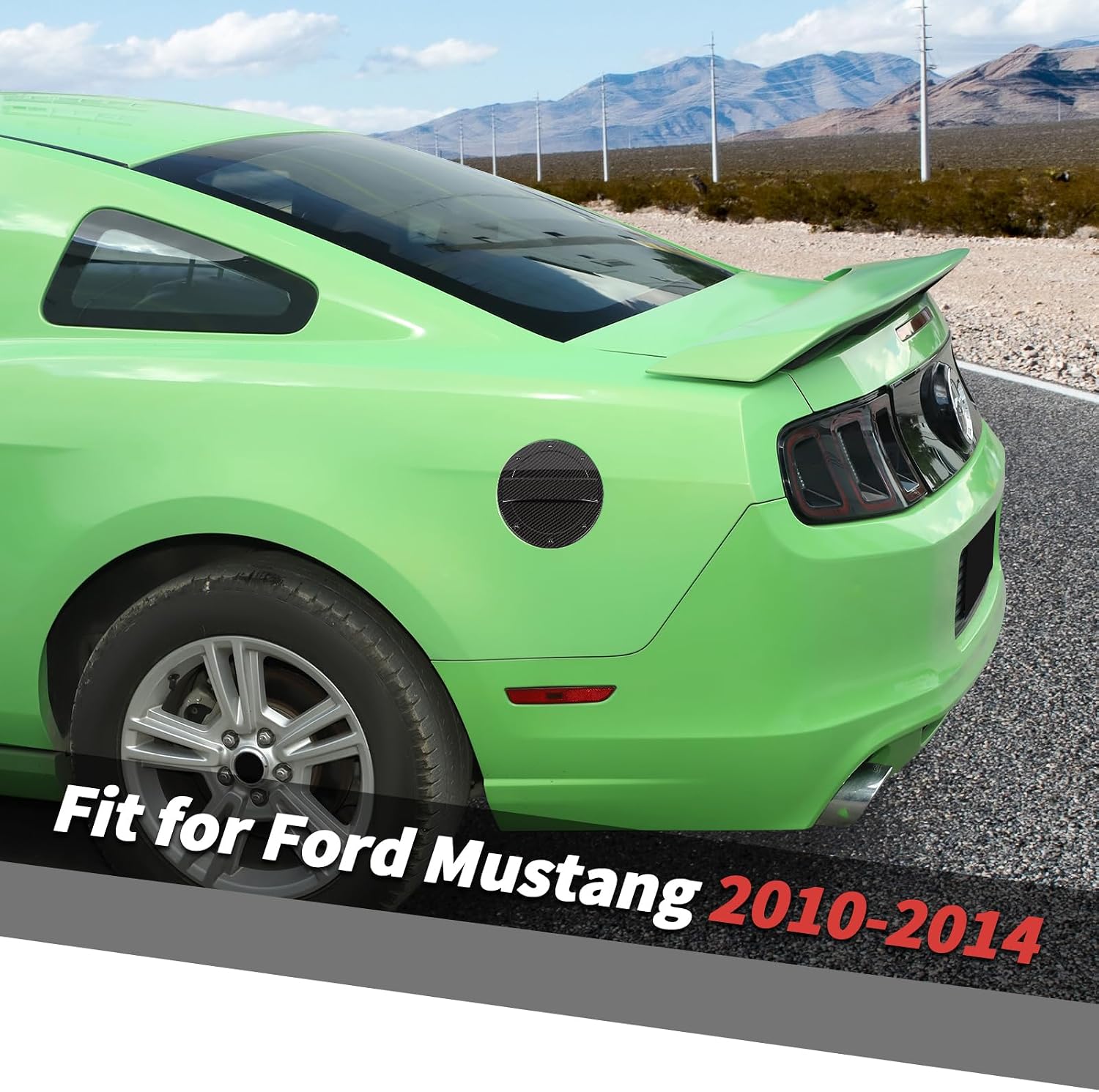 Jimen Fit for Ford Mustang 2010-2014, Fuel Cap Gas Door Cover Trim (Carbon Fiber)