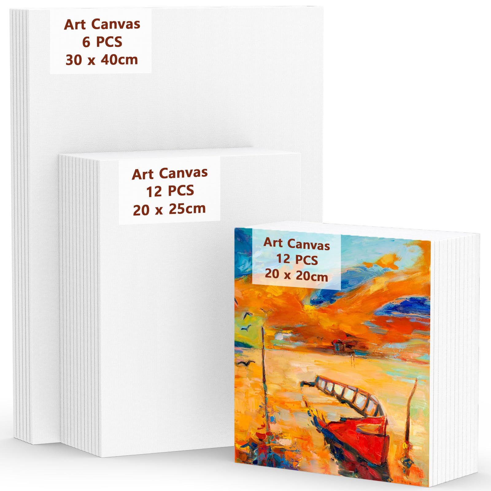 Koncci Leinwand zum Bemalen - 30 Stück(20x20, 20x25, 30x40 cm) Leinwand Set aus Baumwolle, Multi-Größen Canvas Painting, Leinwände für Acrylfarben Anfänger Studentin Künstlerin (Nicht Keilrahmen)