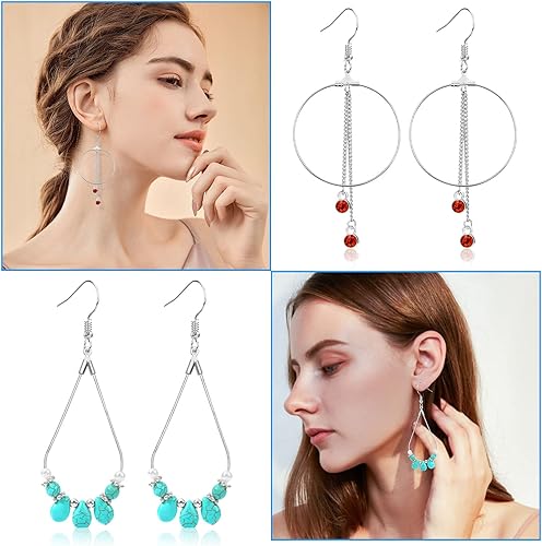 Miniatura 3 de Juego de 360 aretes de aro con cuentas, aros redondos de lágrima con 100 ganchos, 100 anillos de salto, 100 aretes para hacer joyas de bricolaje