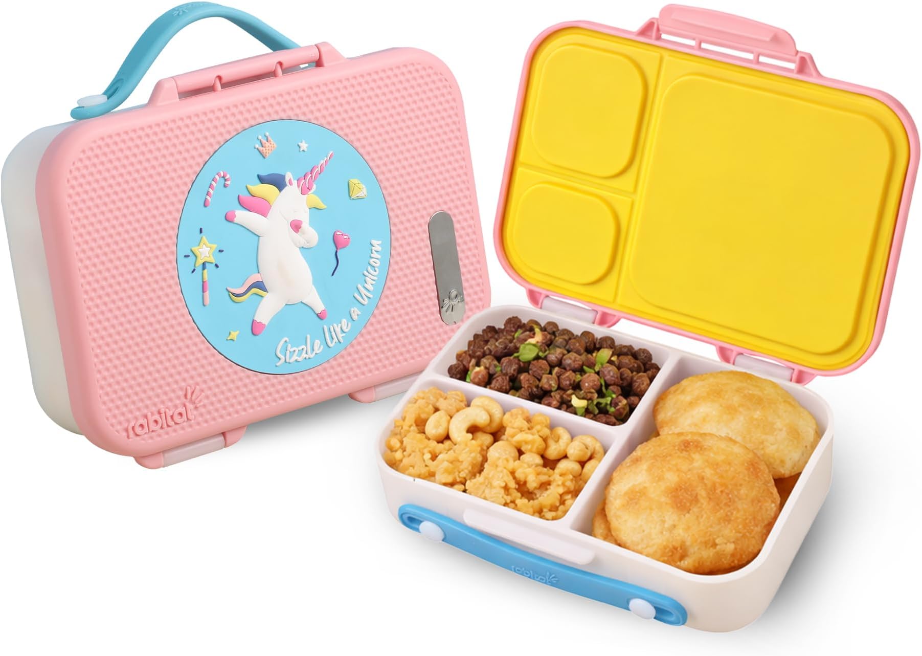 rabitat Munchbee Bento Lunch Box 1000ml | 1+1 Year Brand Warranty | Tiffin Box for School | Kanjak Gifts for Girls | BPA Free, Leakproof & Durable Bento Design | Sizzle