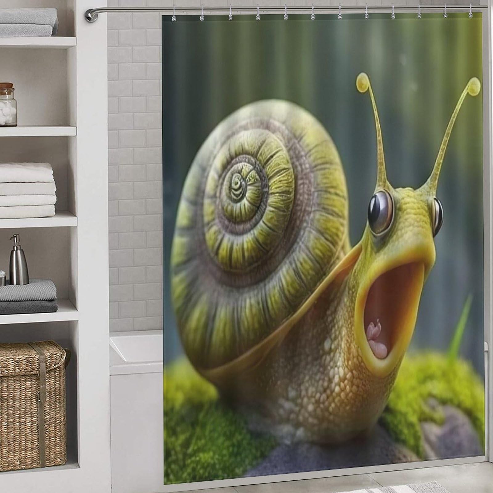 Rideau de douche escargots lavable en machine en tissu polyester