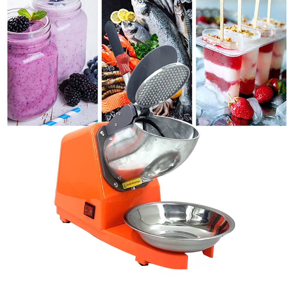 Trituradora de Hielo Eléctrica de 300 W 65 kg/H Picadora Trituradora de Hielo Profesional con Palas Dobles, para Uso Doméstico y Comercial