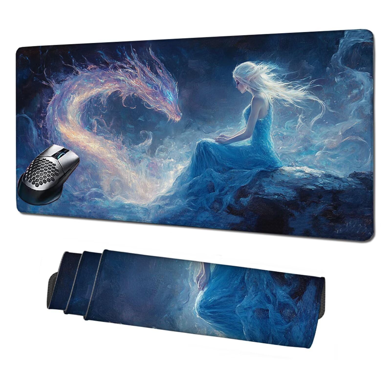 Gamingowa podkładka pod mysz XXL, 1600 x 800 mm, dla dziewczynki, z antypoślizgową gumową podstawą, szyte krawędzie, poprawia prędkość i precyzję, akcesoria dla graczy, X1-446