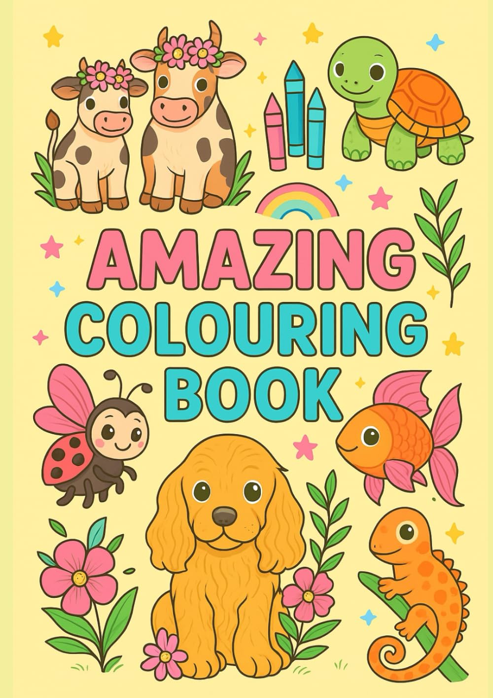 Fun and Easy Colouring Book for Kids. 50 Simple and Cute Illustrations for Creative Play