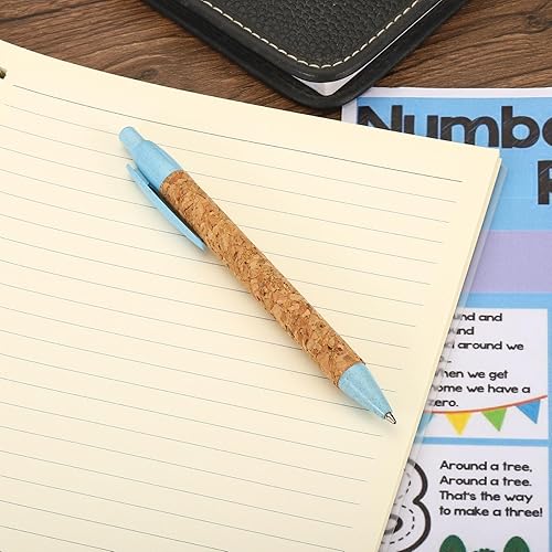 Miniatura 6 de PATIKIL Bolígrafos de paja de trigo, paquete de 20 bolígrafos de punta media reciclada de corcho de tinta negra con agarre cómodo para suministros