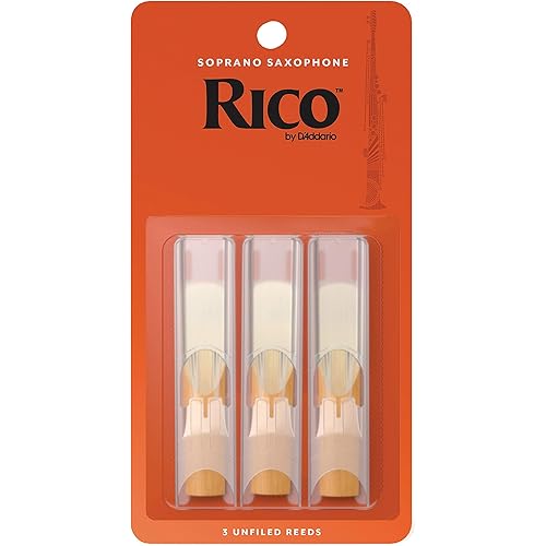 D’Addario Woodwinds - Rico Soprano Sax Reeds - Soprano Saxophone Reeds - Soprano Reeds Crafted for Beginners, Students, Educators - Strength 2.0, 3-Pack