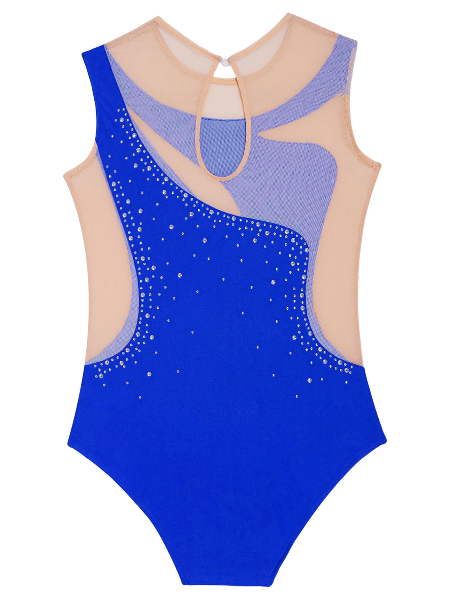 Maillot de Gimnasia Rítmica Niña Competición Leotardo Ballet de sin Mangas Body de Gimnasia Empalme de Malla con Pedrería Brillante Disfraz de Bailarina — view 4
