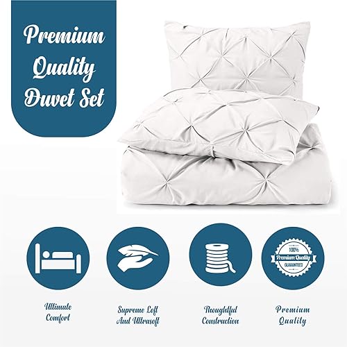 Miniatura 5 de Funda de edredón decorativa 100% algodón egipcio, 1 pieza, 400 hilos, para todas las estaciones, cómoda funda de edredón plisada con cremallera y