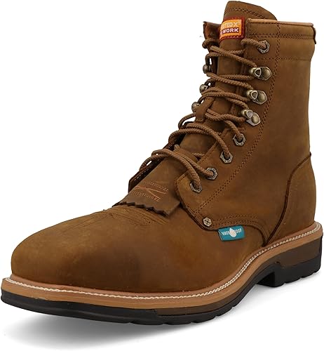 Miniatura 8 de Twisted X - Botas de cuero de grano completo con cordones para hombre de 8 pulgadas con punta de acero para hombre