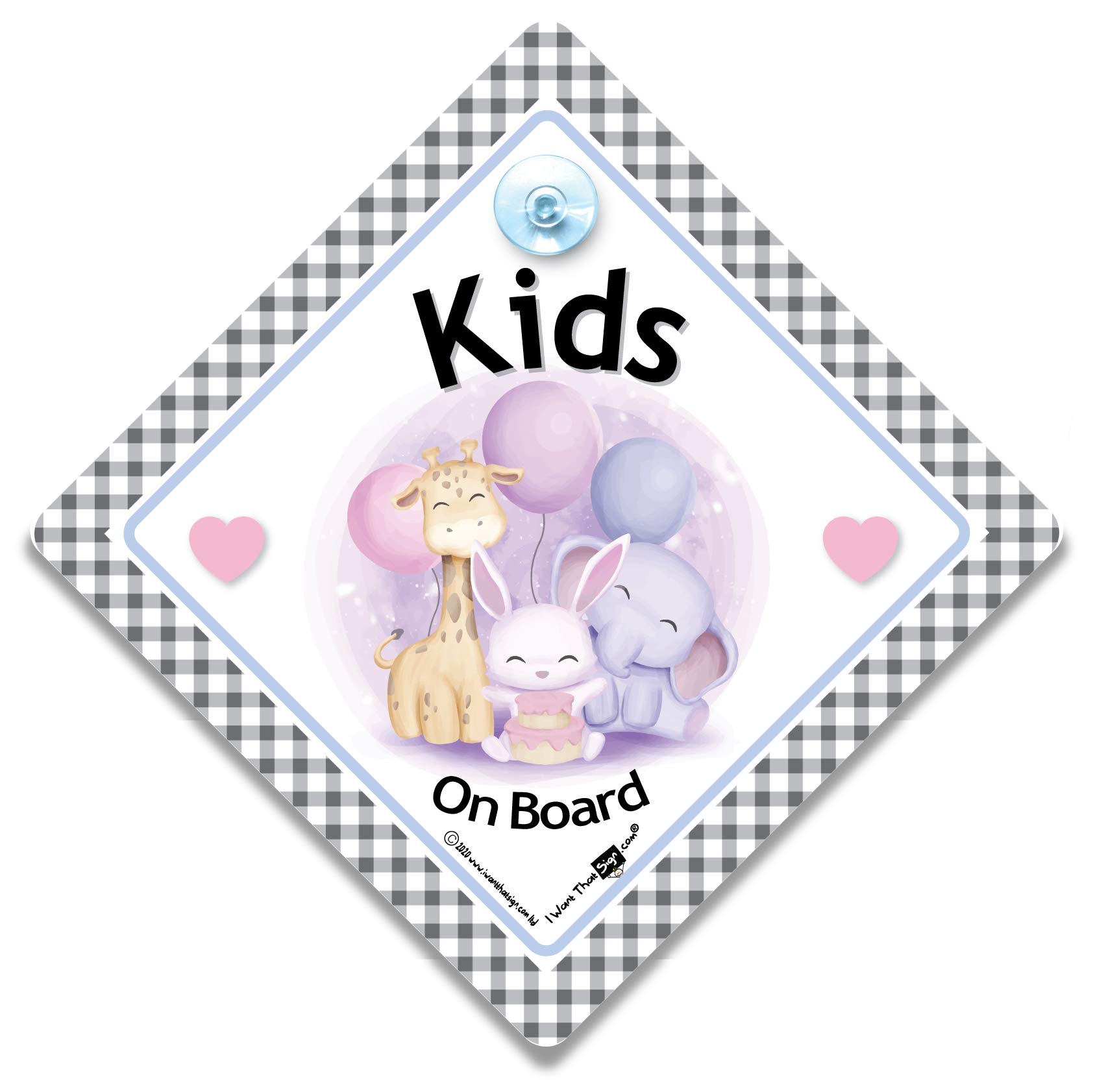 Kids On Board Sign, Baby On Board Suction Cup Sign With Cute Baby Animals