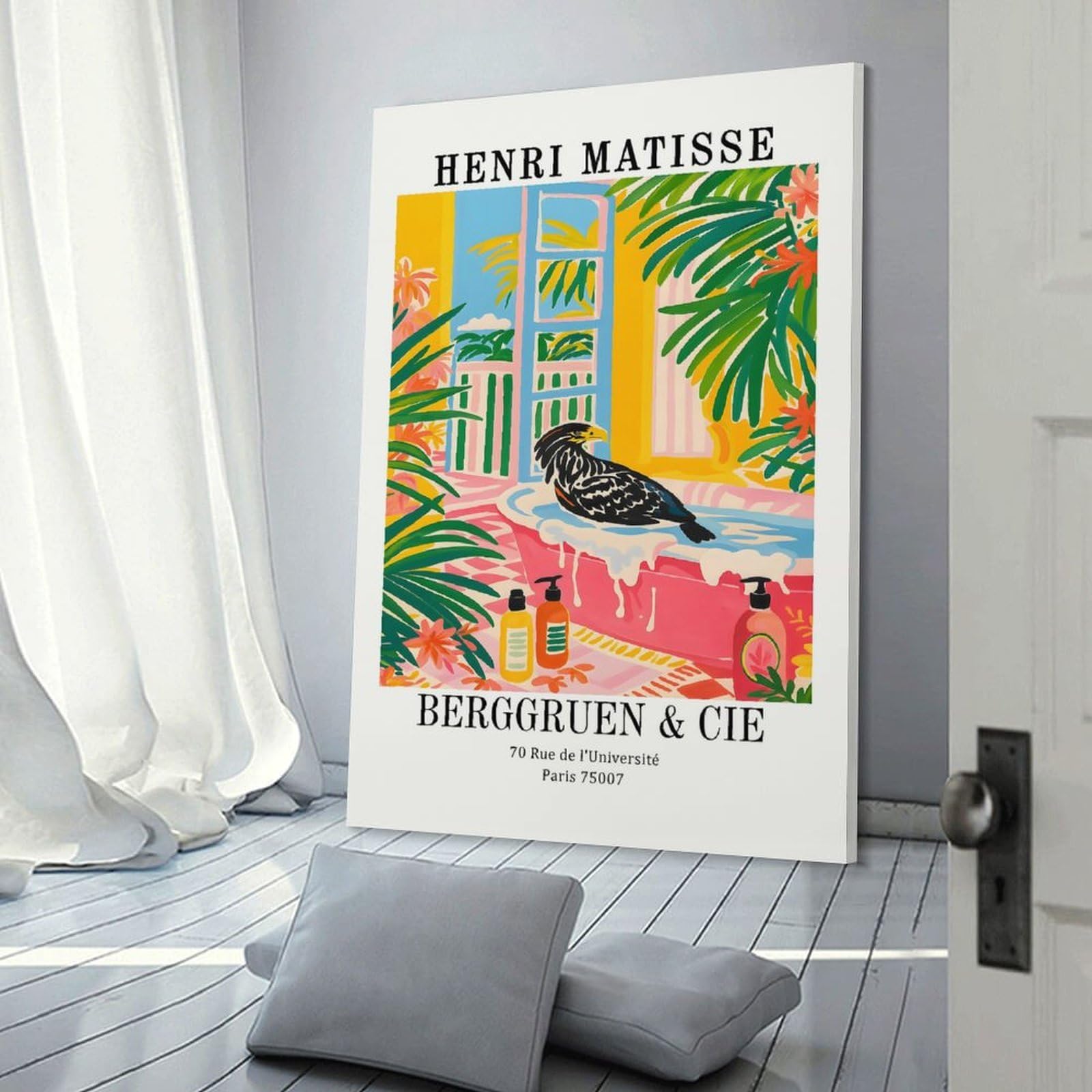 Junmoney Henri Matisse Bird in Bathtub Art Canvas Wall Art, 08x12inch(20x30cm), for Bedroom Decor, Cosy Corners Or Studios, Stylish Decor for A Restful Room Update