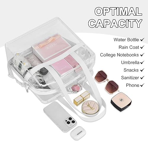Vista 286 de Oraben Bolsa transparente transparente aprobada para estadios de 12 x 6 x 12 pulgadas, bolsa de estadio para trabajo, juegos deportivos, gimnasio