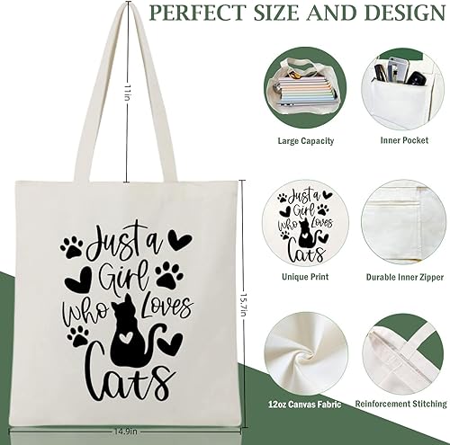 Miniatura 7 de Andeiltech Bolsa de lona para mujer, estética, bonita, para compras, comestibles, reutilizable, con cremallera interior, regalo para mujer