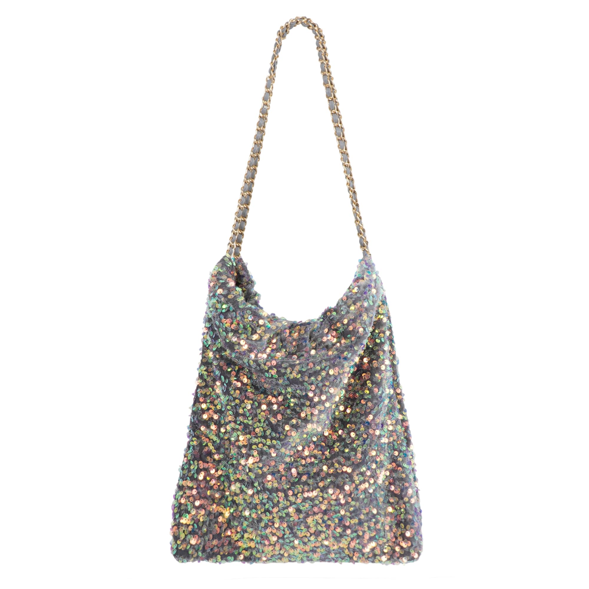 ZLM BAG USWomen's Glitter Sequins Shoulder Tote Big Capacity Shimmer Shopping Bag Sparkling Handbag Purse