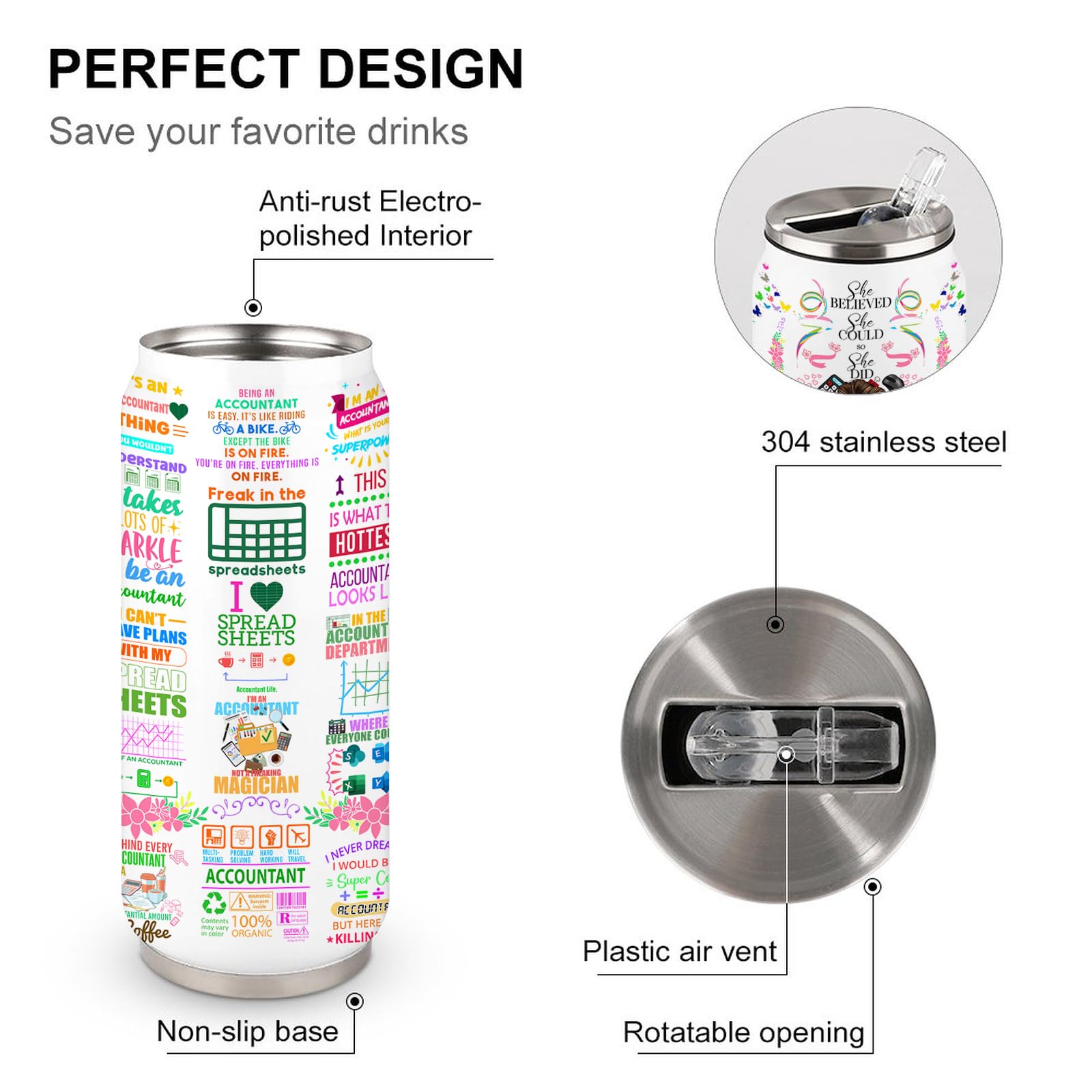 Accountant Gifts for Women Girls, Accountant Stainless Steel Insulated Tumbler With Straw Lid,Accountant Appreciation Tumbler Accountant Coffee Mug 17 OZ