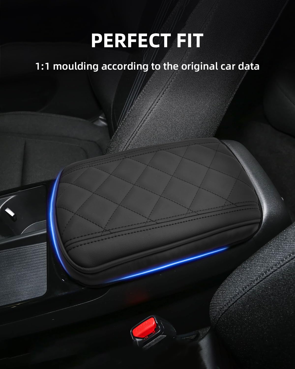 Copribracciolo per Hyundai Tucson NX4 2025 2026 (Elettronico Automatico) Custodia di Protezione del Bracciolo Centrale in Pelle PU Ispessita, Copertura Sollevare Bracciolo di 3CM, Nero