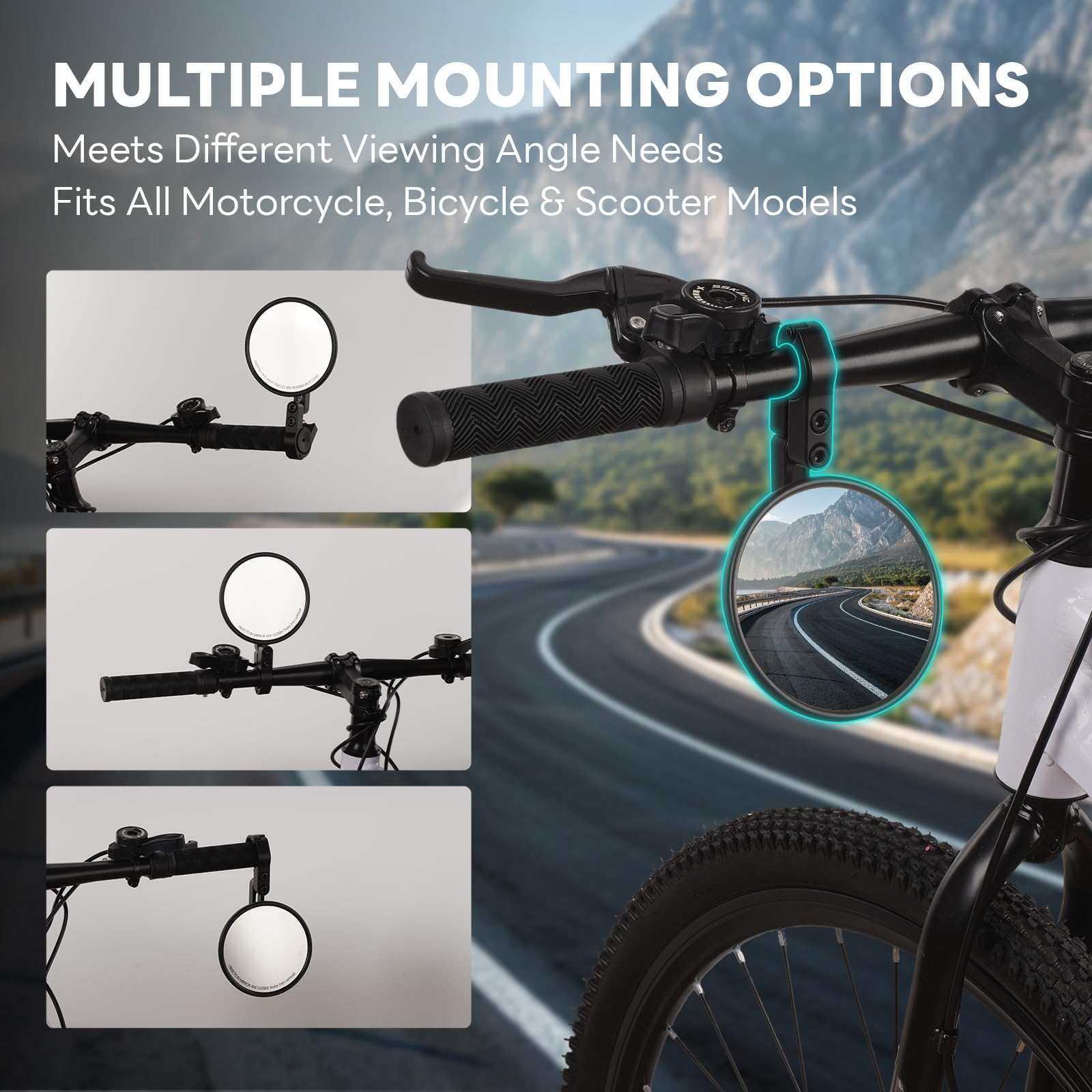 Rétroviseur Moto Lot de 2, CNC Retro Moto avec E-Mark Homologué, Retroviseur Velo Rotatifs à 360°, Retroviseur Embout de Guidon pour Moto, Scooter, ATV, Ebike, Velo