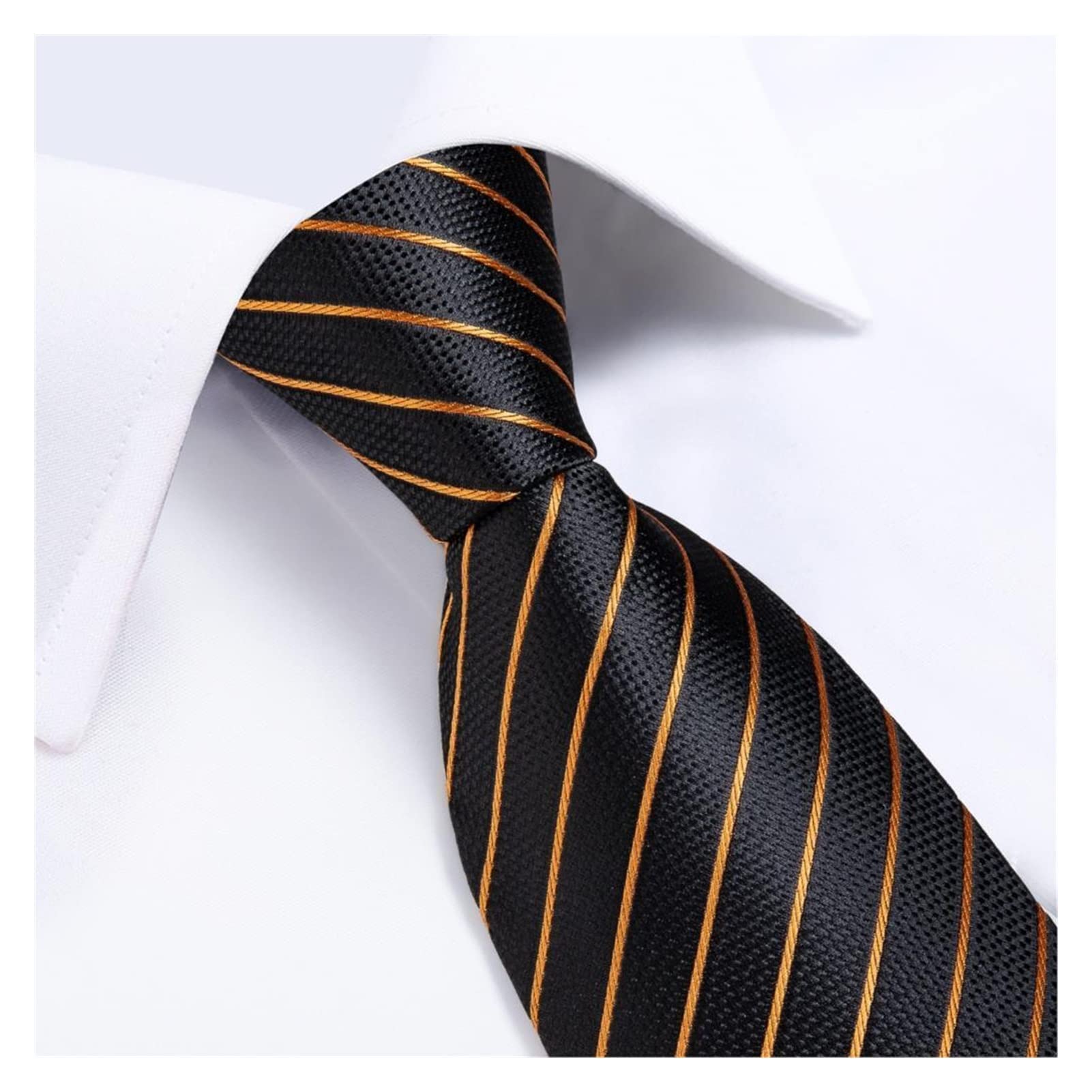 PJRYC Cravatta da Uomo in Oro da Uomo in Oro Nero a Strisce Legami for Uomo Hanky Gemelli Set Festa Aziendale (Color : N-7340)