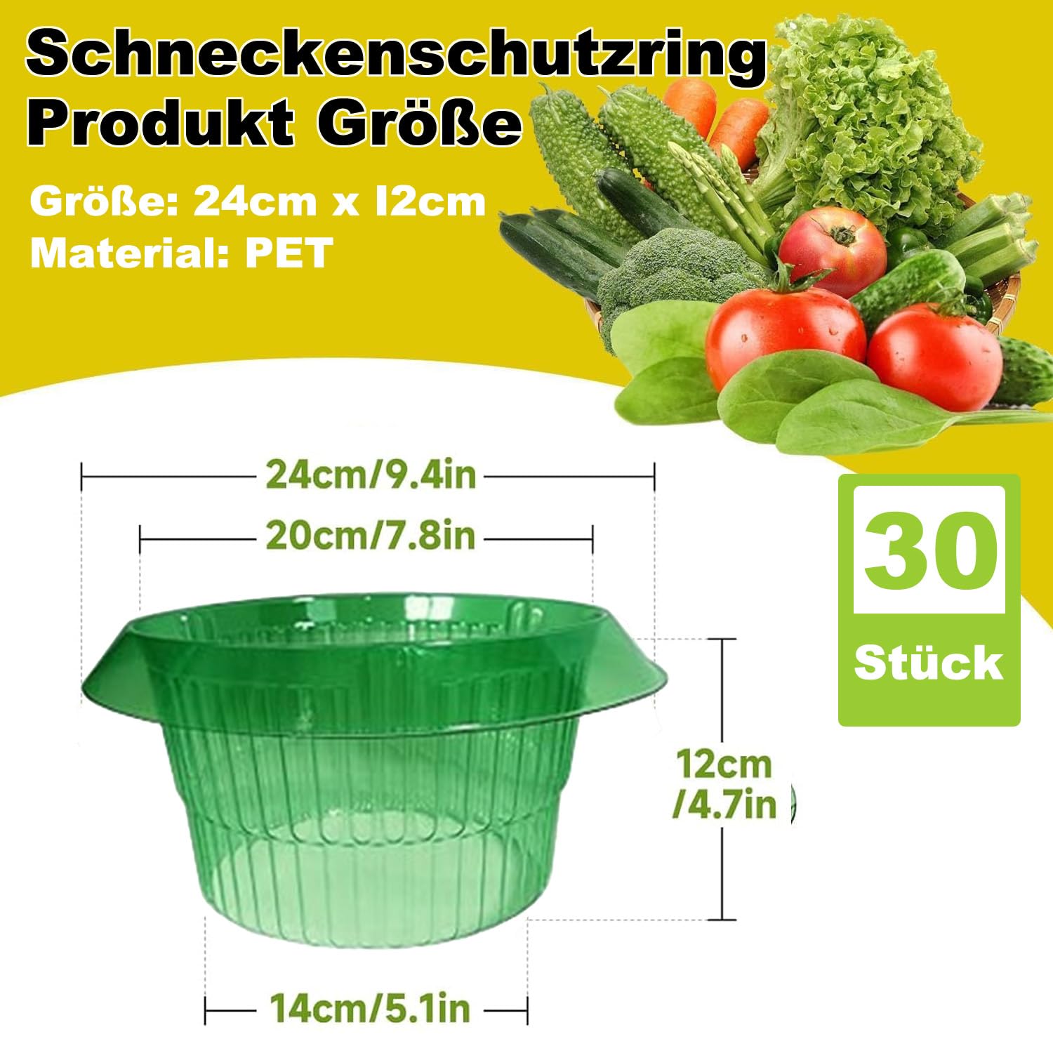 30 Stücke Verstärkt Schneckenkragen | Salatringe zur Abwehr von Schnecken, Effektiver Schneckenschutz für Ihre Salatpflanzen und Kohl