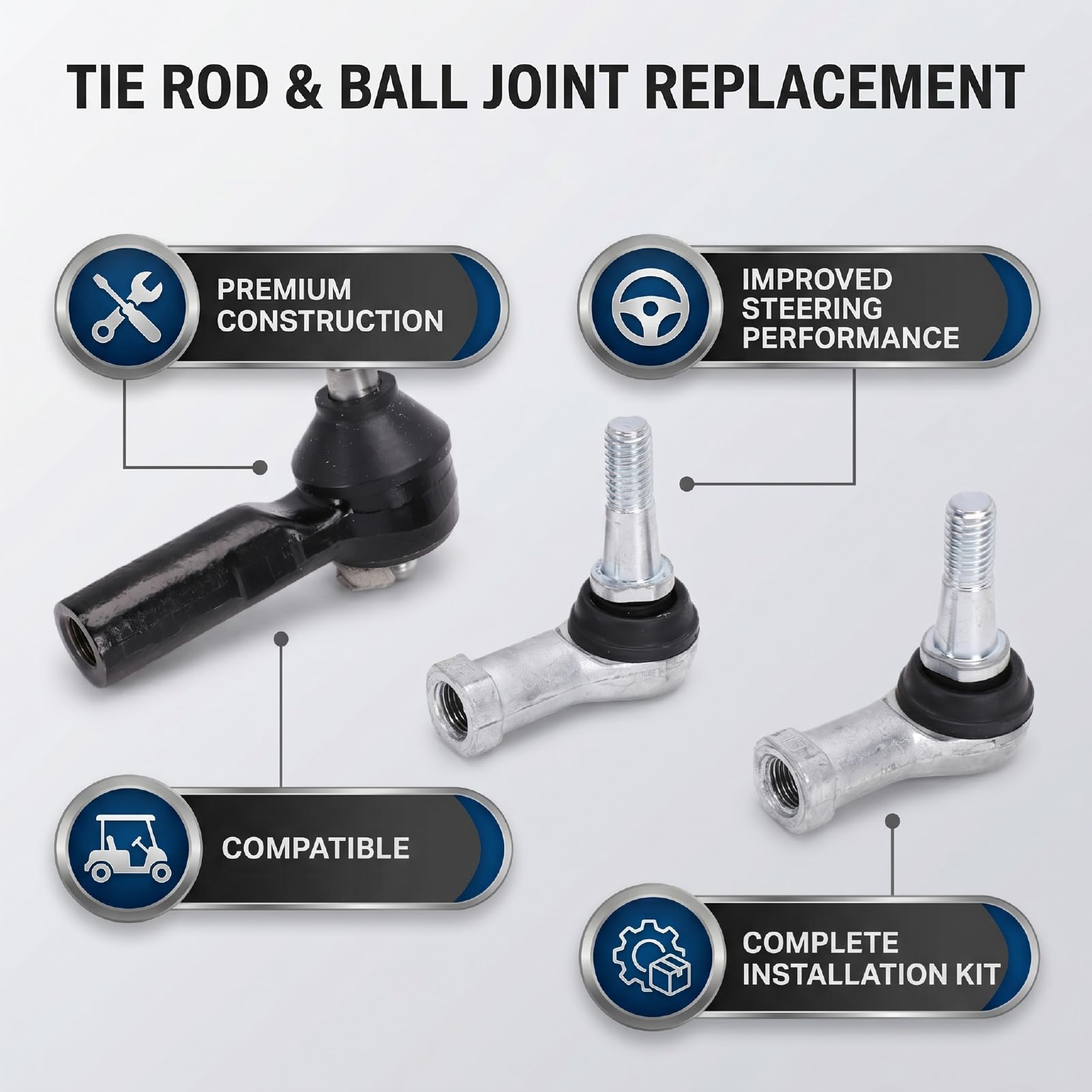 Cryfokt Cart Tie Rod End Set for EZGO TXT 2001-Up