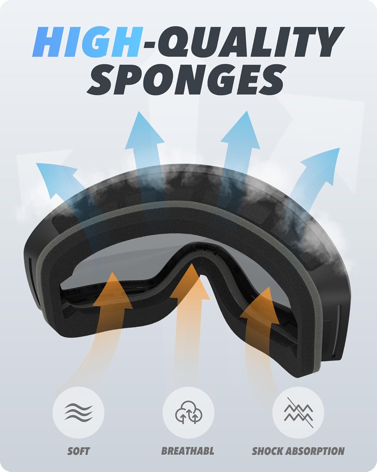 Ski/Snowboard Goggles for Men Women, OTG Snow Goggles Anti Fog 100% UV Protection Snowboarding Goggles - Image 5