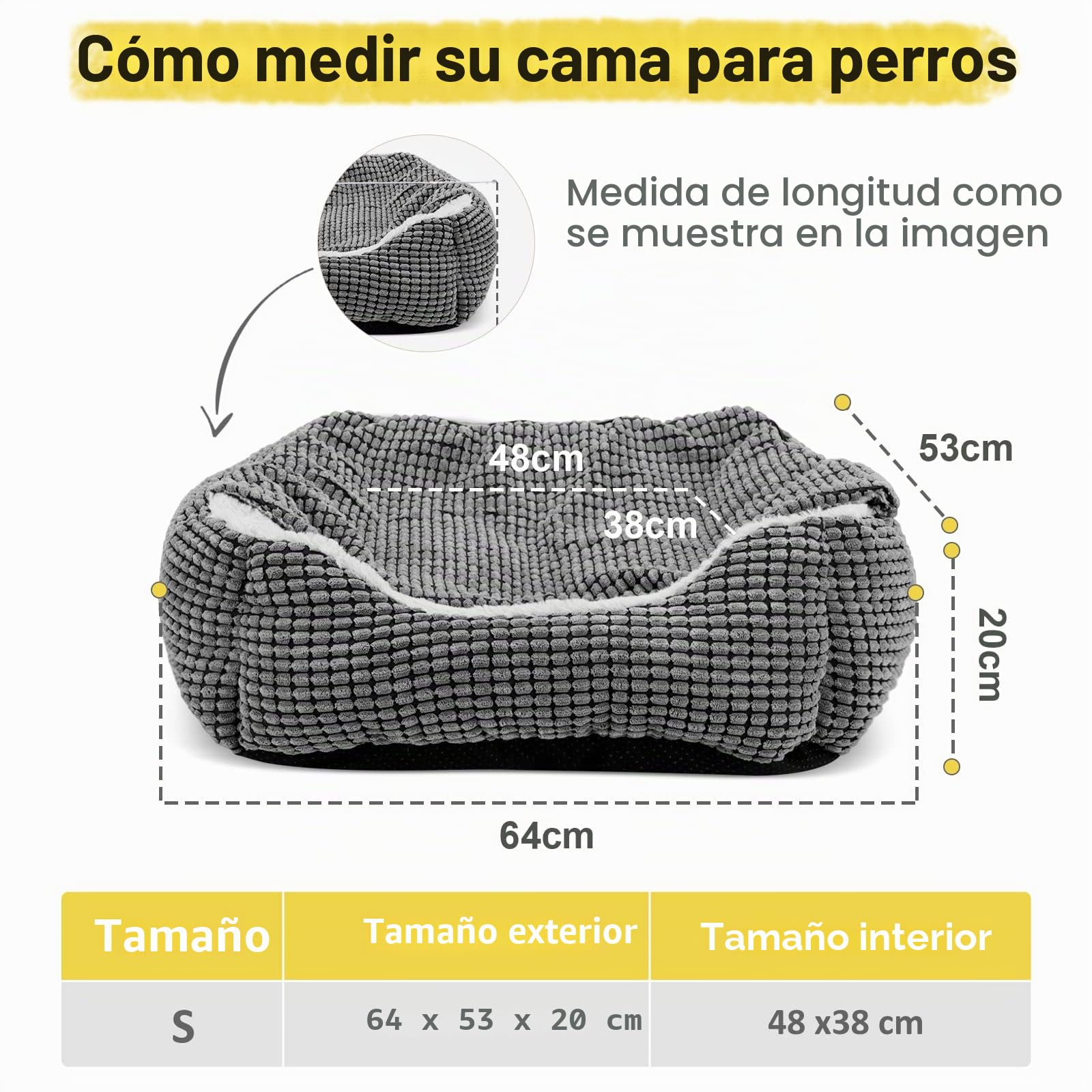 JOEJOY Cama para perros de tamaño mediano, cesta para perros con manta extraíble, cama para perros de pana mullida, lavable, antideslizante, sofá para perros con borde alto, cabe hasta 14 kg mascotas