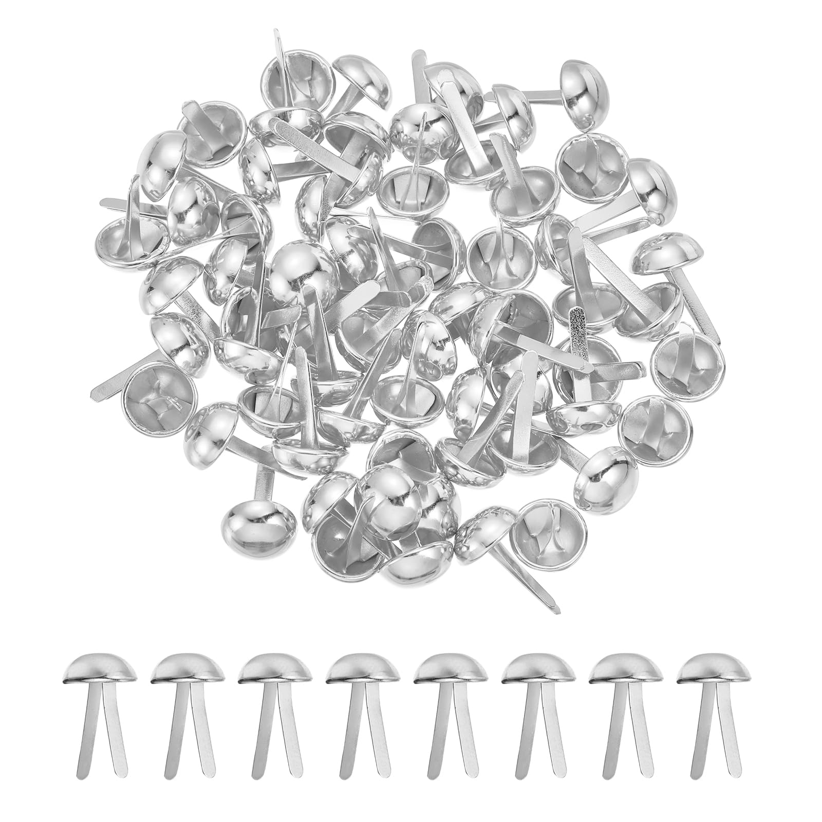 PATIKIL 120 Pcs Brads Paper Fasteners, 10 x 16 mm Metal Round Head Split Pins, Prong Brads for Scrapbooking Leather Craft Decorative DIY Supplies, Silver Tone