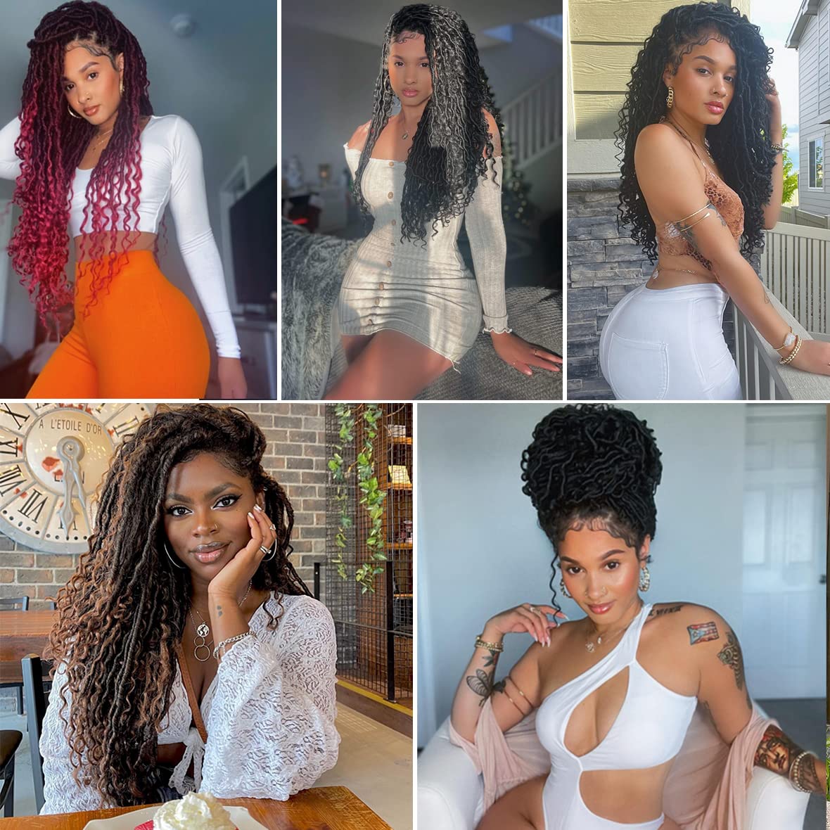 Beverlee 30 Inch Boho Goddess Locs Crochet Hair 8 Pack Black Curly Synthetic Bohemian Faux Locs
