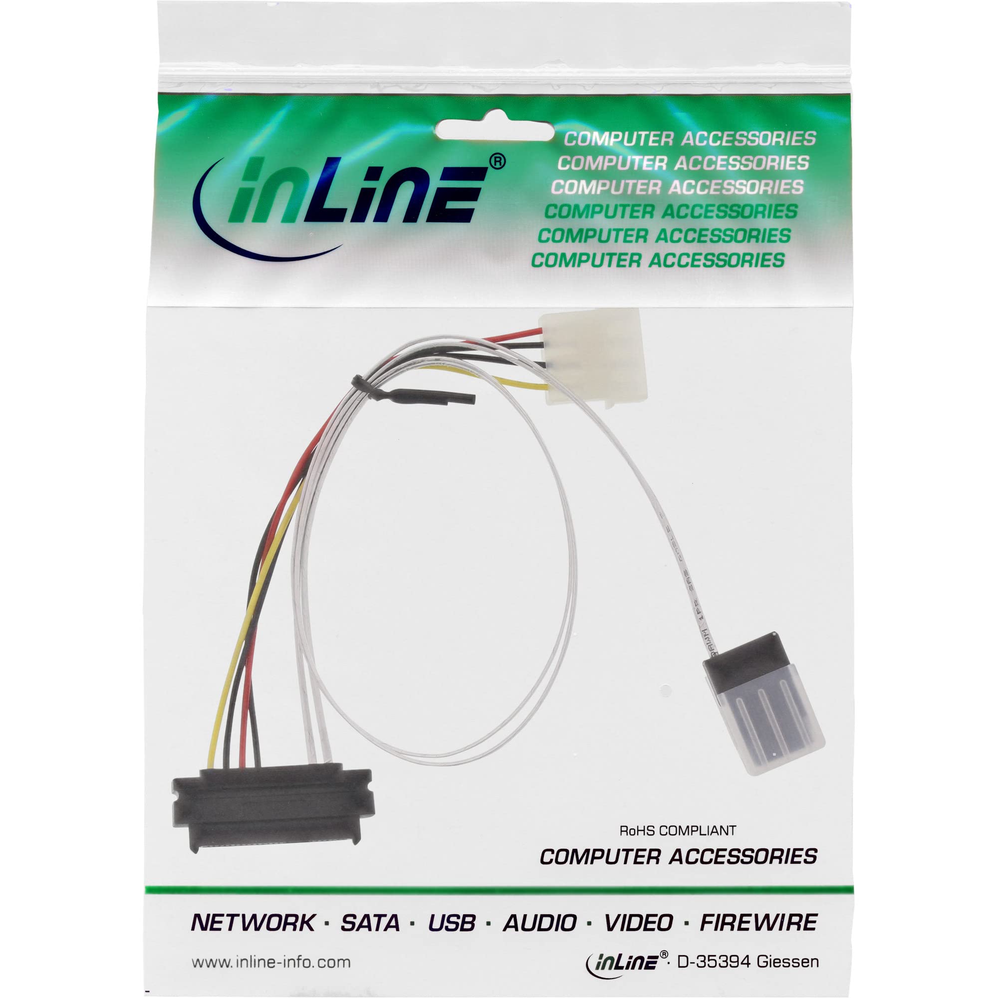 InLine 22321 Cavo Mini SAS, SFF-8087 a SFF-8482 e Alimentazione, 0.5 m, Nero