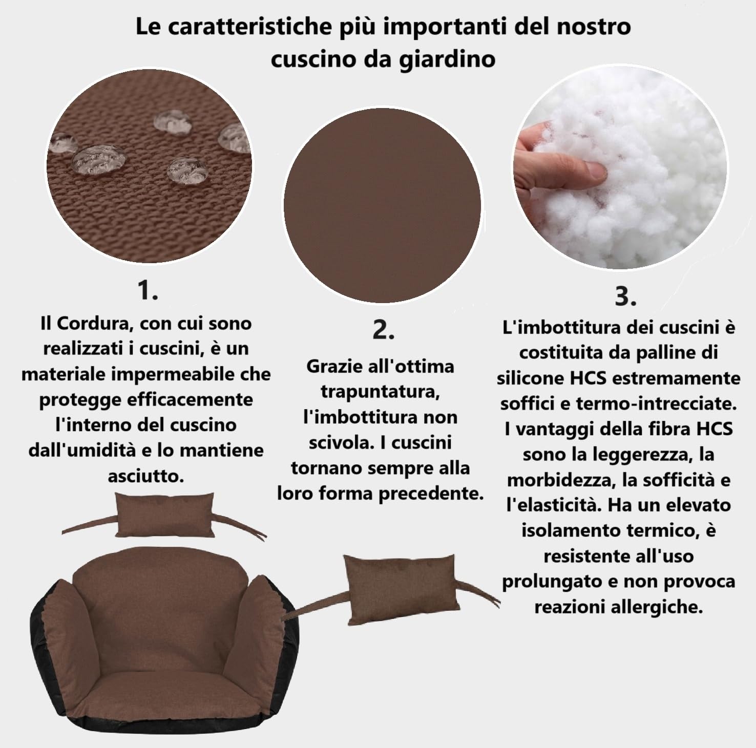Cuscino per poltrona sospesa, cuscino seduta con schienale e poggiatesta, cuscino per dondolo a uovo, poltrona sospesa
