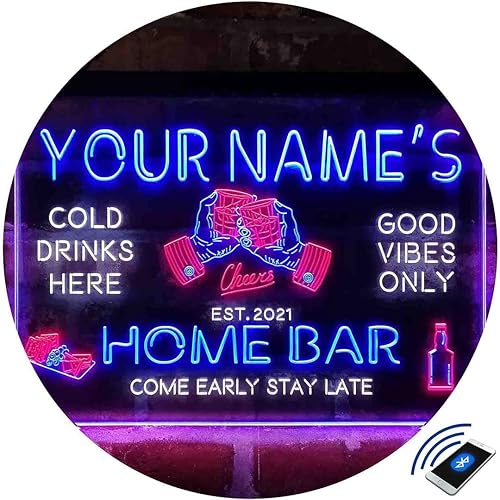 Miniatura 3 de Letrero de luz de neón LED tricolor de cristal de whisky personalizado para bar en casa, nombre personalizado, fecha, texto de cita, fuente blanco y