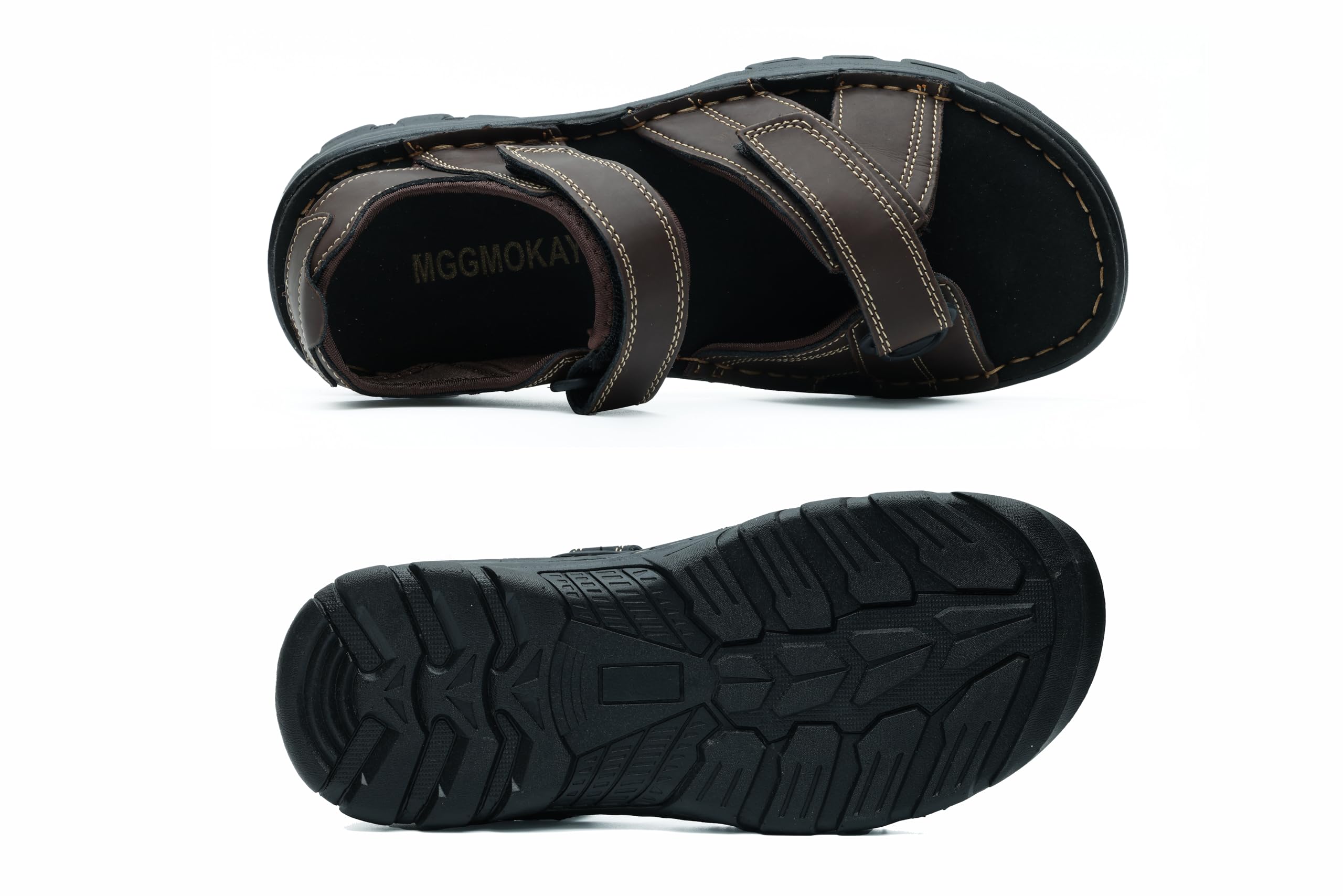 MGGMOKAY Sandali Uomo Pelle Estate All'Aperto Scarpe Hiking Sandalis