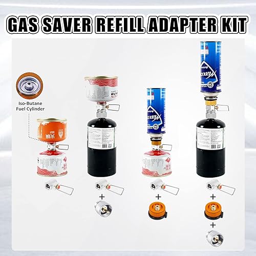 Miniatura 6 de RULLINE Kit de adaptador de recarga de gas para estufas de camping - EN417 Lindal Valve Canister Juego de adaptador de recarga para tanques de gas