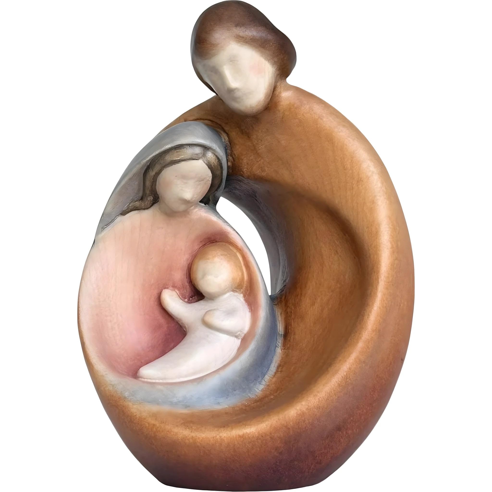 Dolfi | The Family Sculpture of Love 6.5 cm | Natural Wood in Val Gardena | Nativity Figure