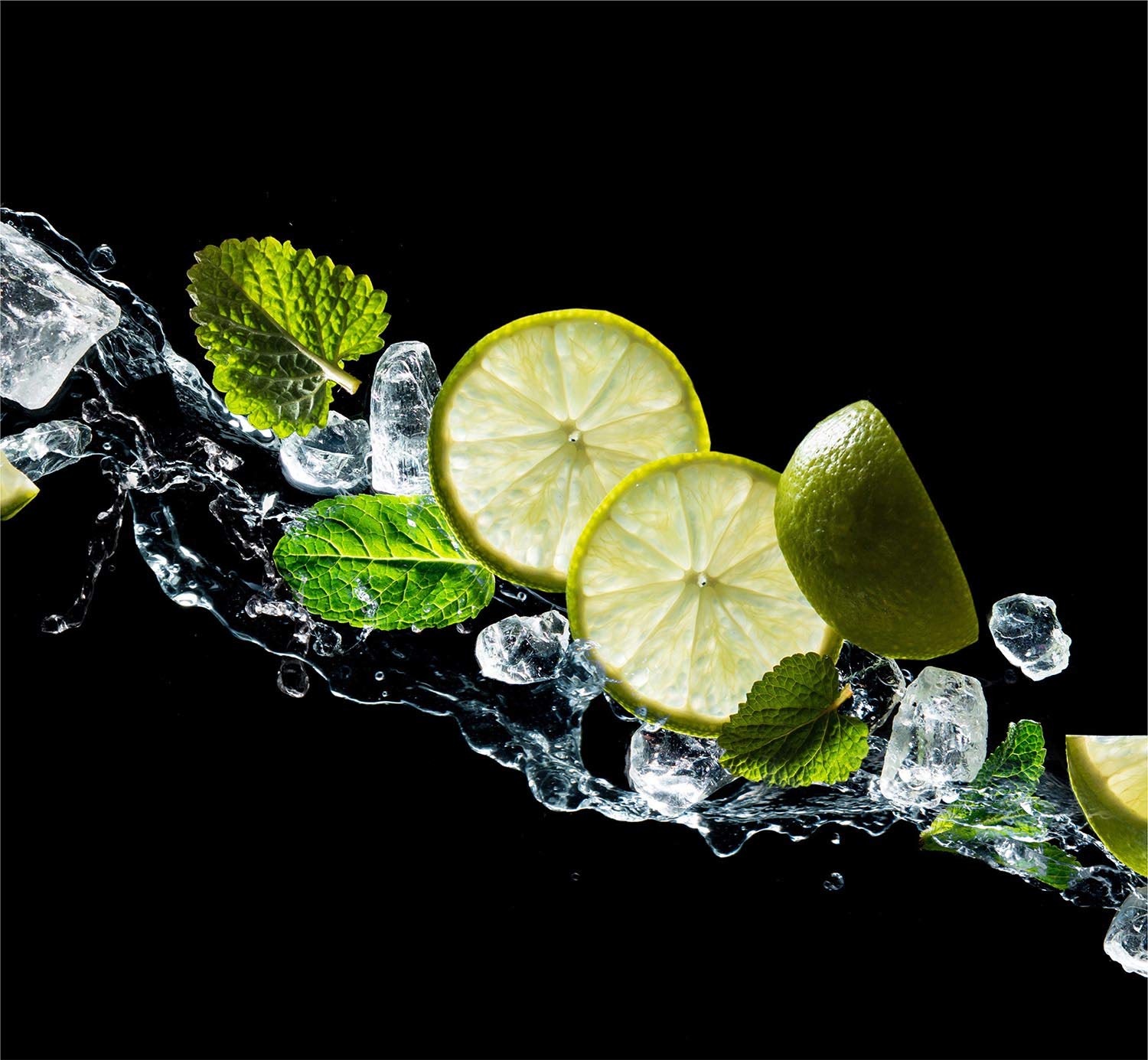 TMK | Fond de cuisine en verre trempé protection anti-éclaboussures 65x60 cm - Verre décoratif avec ruban adhésif autocollant - Plaque de protection en verre pour cuisine, eau citron
