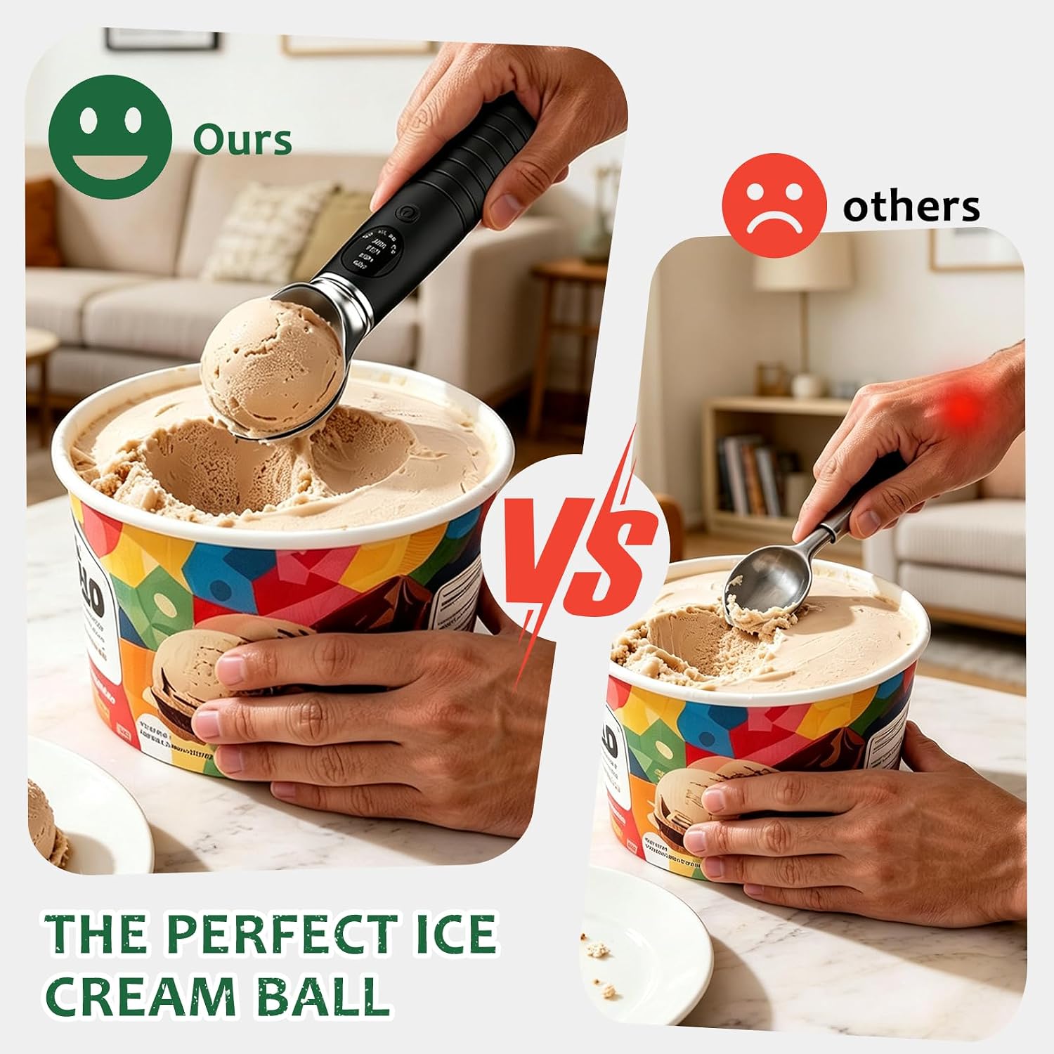 Electric Heated Ice Cream Scoop Rechargeable with 4 Heat Modes