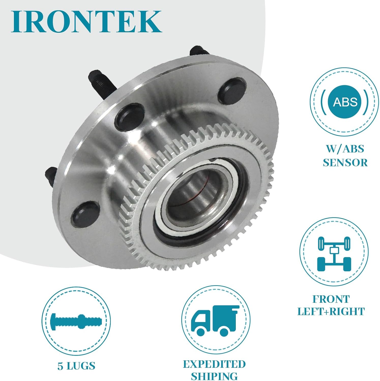 IRONTEK 515084x2 Front Wheel Bearing and Hub Assembly fit 2000-2001 for Dodge Ram 1500 2WD RWD ONLY w/ABS…