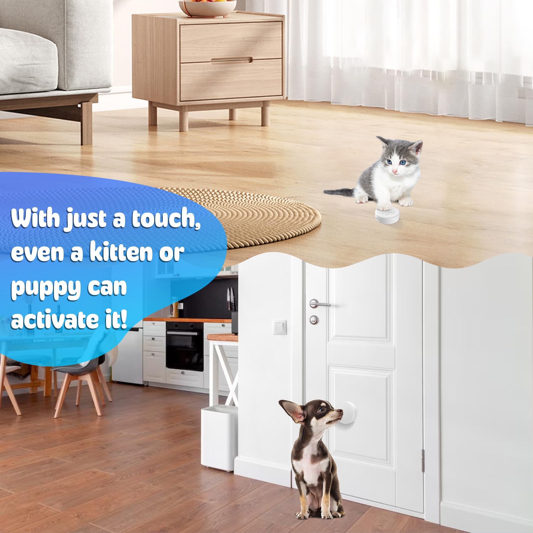 HUWOO Smart Dog Bell for Potty Training Wireless Doggie Door Bell for Dog Puppy Training Sliding Door/Go Outside Doorbell and Waterproof Touch Button with Alexa Google Assistan Tuya