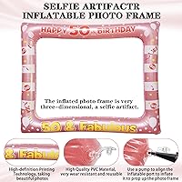 Vista 4 de Decoración de cumpleaños número 50, 30 piezas de accesorios para cabina de fotos de cumpleaños 50, marco inflable de cabina de fotos LMSHOWOWO