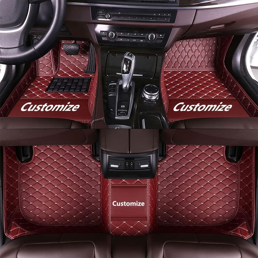 Custom Car Mats - MingyunSM Premium Leather Car Floor Liners Full Coverage for Most Vehicles (Wine red)
