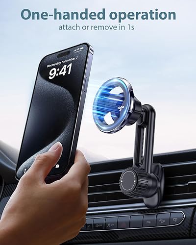 Miniatura 5 de volport Soporte magnético para teléfono para ventilación de automóvil, [no bloqueante] Soporte de teléfono de coche para iPhone, funda magnética
