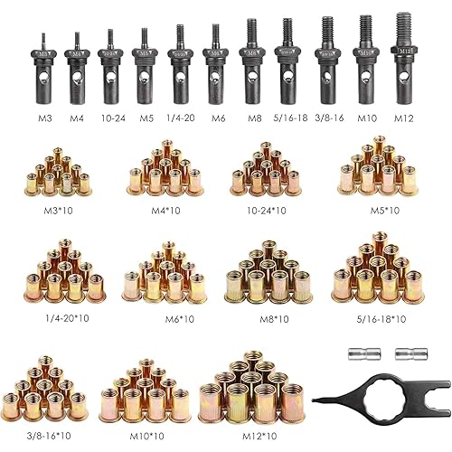 Miniatura 2 de WETOLS WE-889 - Herramienta de tuerca remachadora profesional de 16 pulgadas, kit de herramientas de tuerca remachadora profesional con 11 mandriles