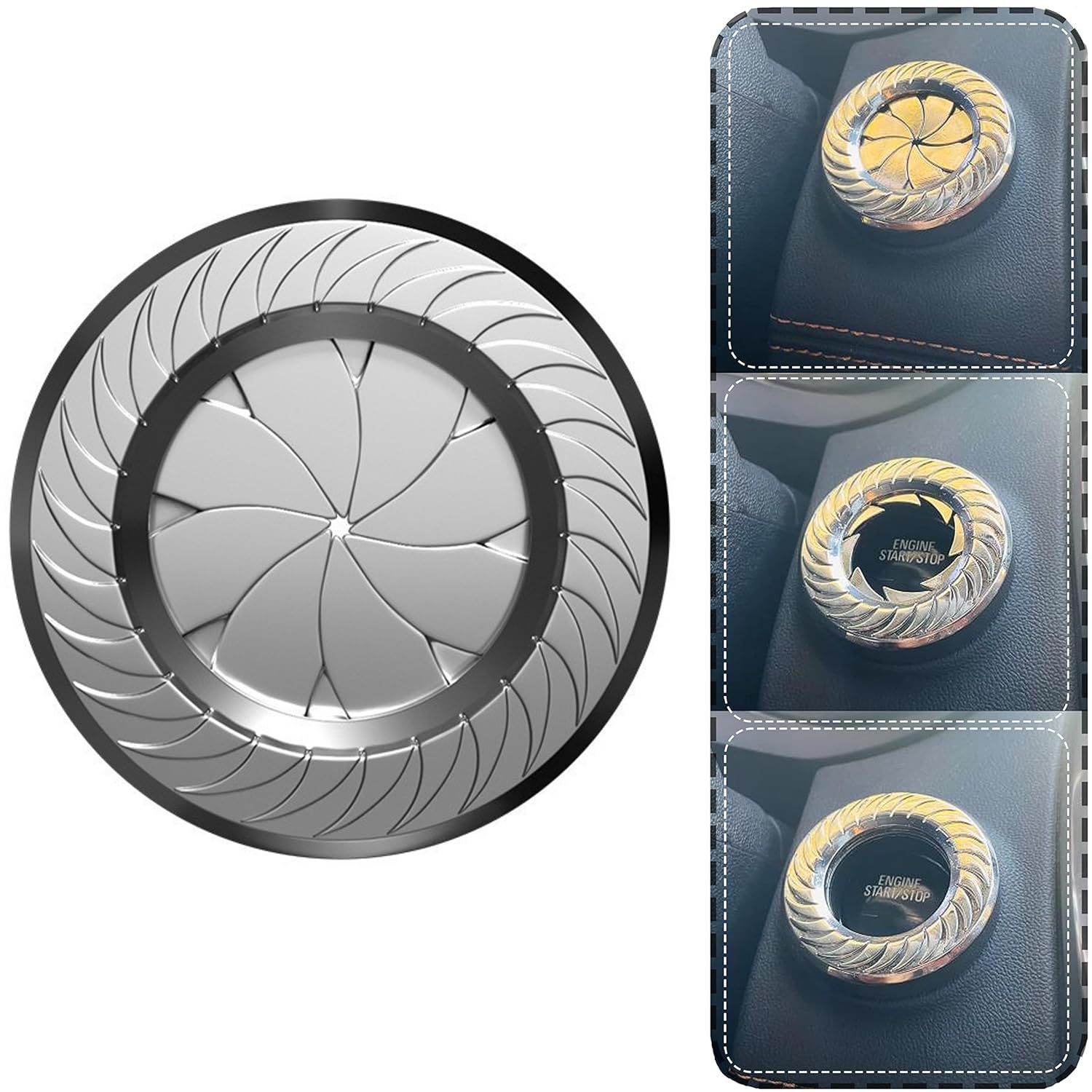 Azonee Spin Push Start Button Cover Car Spin Engine Start Stop Button Cover Push to Start Button Cover Ignition Protective Anti-Scratch Universal Button Decoration Protector Ring Gift for Birthday