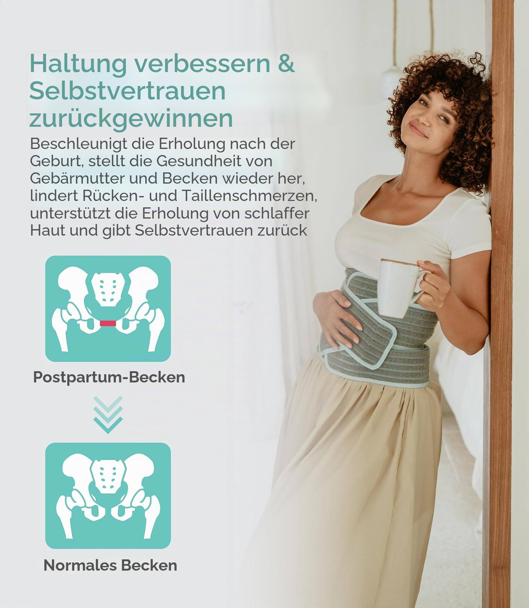 Schwangerschaftsgürtel, 2-in-1, postpartale Bauchbänder für schwangere Frauen, Schwangerschaft, Rückenschmerzen, Beckenstütze, C-Abschnitt, Erholung, Taillenbinder, Grau, L, Premium-Viskose