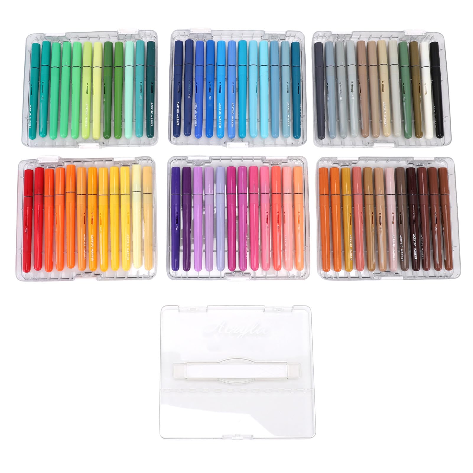 Naroote Set di Pennarelli Acrilici da 72 Colori, Pennarelli con Punta a Pennello, Acrilici Vivaci per Pittura su Roccia, Tessuto, Tela, Legno, Pietra, Vetro, Ceramica, Artigianato Fai-da-te