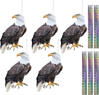 Plastic Hawk to Scare Pigeon Away from Porch Patio Balcony, 5Pcs Pigeon Scare Devices, Flat Fake Hawk to Keep Pigeon Away with Reflective Tape, Garden Hawk to Scare Woodpecker Squirrel for Outdoor