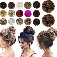 Vista 14 de Qunlinta Extensiones de cabello desordenado para mujer, extensiones de cabello para mujer, color negro y marrón