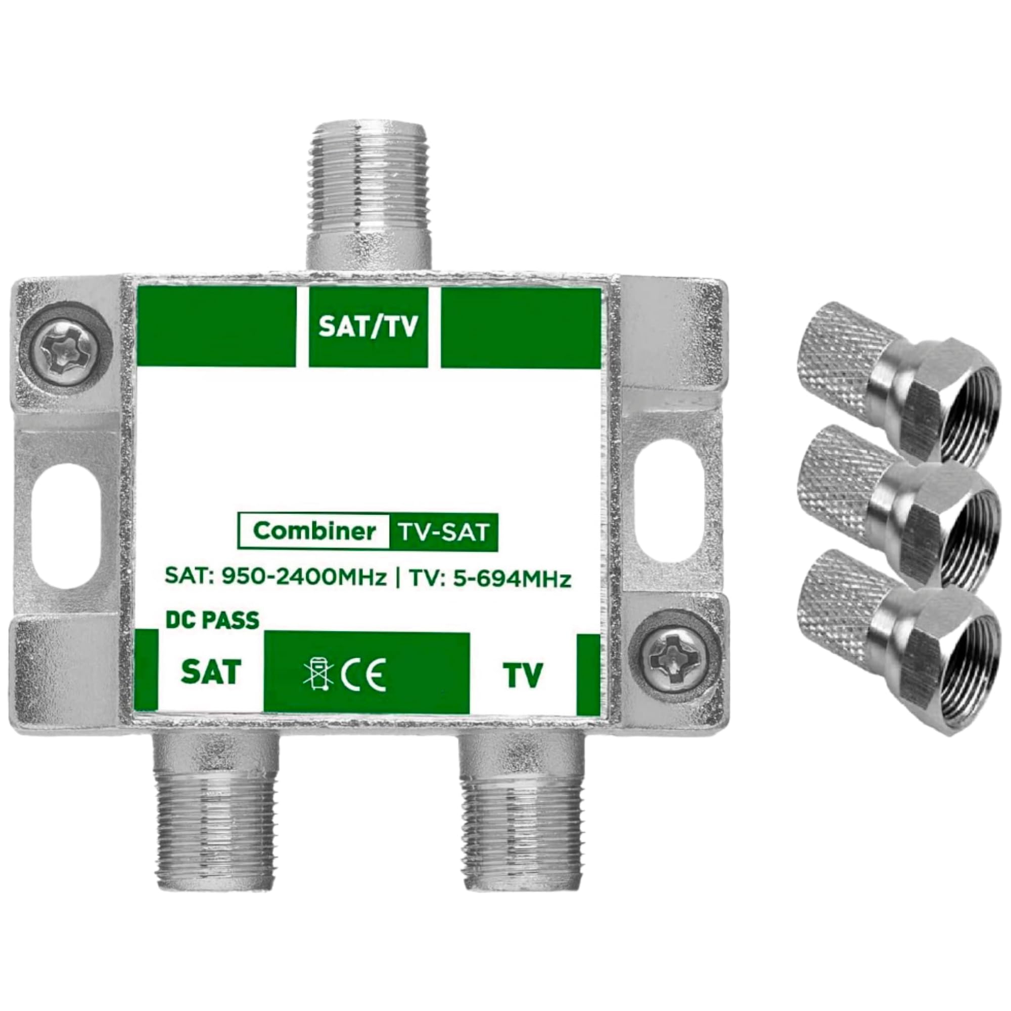 Mezclador de señal satélite y terrestre, Mezclador TV/SAT, Diplexor señal Satélite y Terrestre, Apto para la Combinación de Dos señales en la Misma línea, Paso de DC, con Filtro LTE 5G - imagen 1